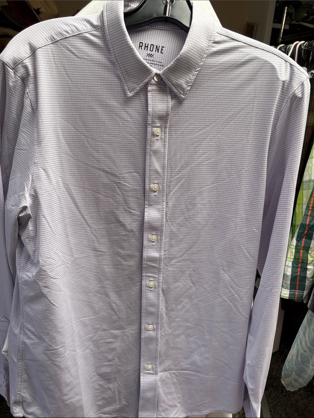 RHONE Men's Light Lavender Micro-Pattern Dress Shirt